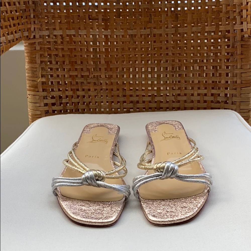 Christian Louboutin Knot Crackled Metallic Sandals